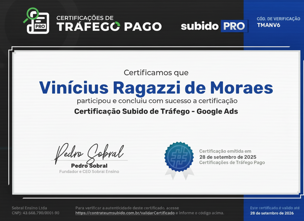 Certificado de Tráfego Pago - Google Ads